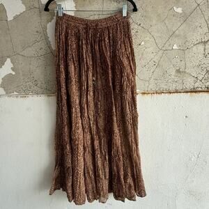 Y2K Maxi Skirt Boho Flowy Crinkle Rayon Animal Print Short Circuit One Size